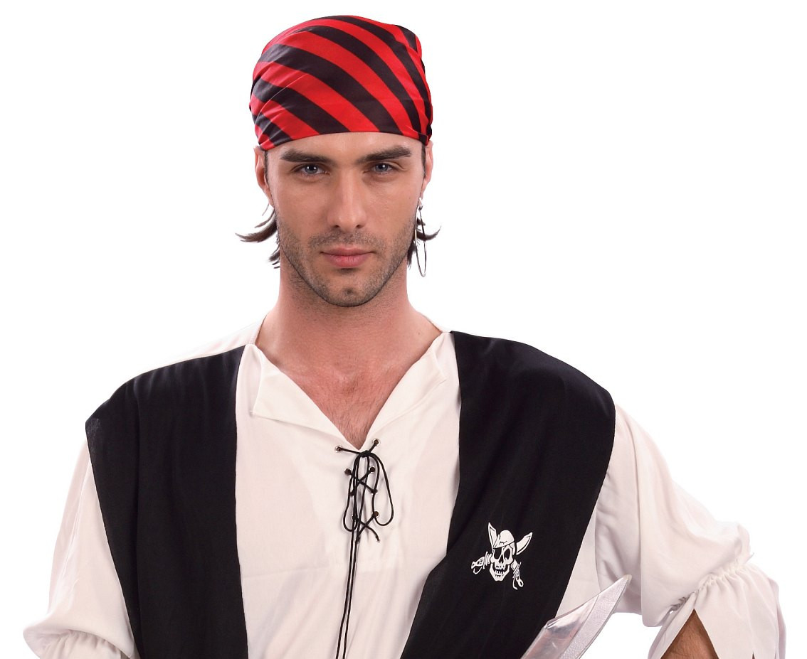 Role-play set for adult Caribbean Pirate (shirt with vest, belt, pants, headpiece), size 52